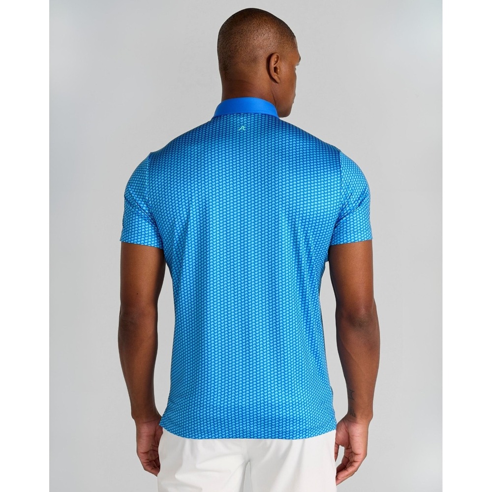Redvanly Mens Blue Geometric Chevron PUREpoly Golf Polo Shirt Size XL - Picture 2 of 14